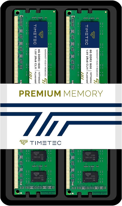 Timetec 16GB KIT(2x8GB) DDR3L / DDR3 1600MHz (DDR3L-1600) PC3L-12800 / PC3-12800 Non-ECC Unbuffered 1.35V/1.5V CL11 2Rx8 Dual Rank 240 Pin UDIMM Desktop PC Computer Memory RAM(SDRAM) Module Upgrade - CaveHubs