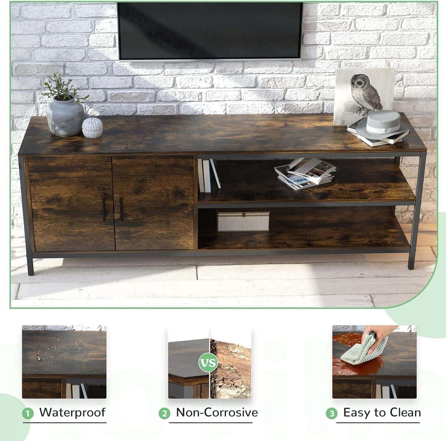 Sulsha TV Stand, Modern TV Cabinet, Simple TV Cabinet Stand, Modern TV Table for TV, Small Apartment Mini Floor Cabinet, Cabinet for Living Room (DB Brown L150XW40XH60)