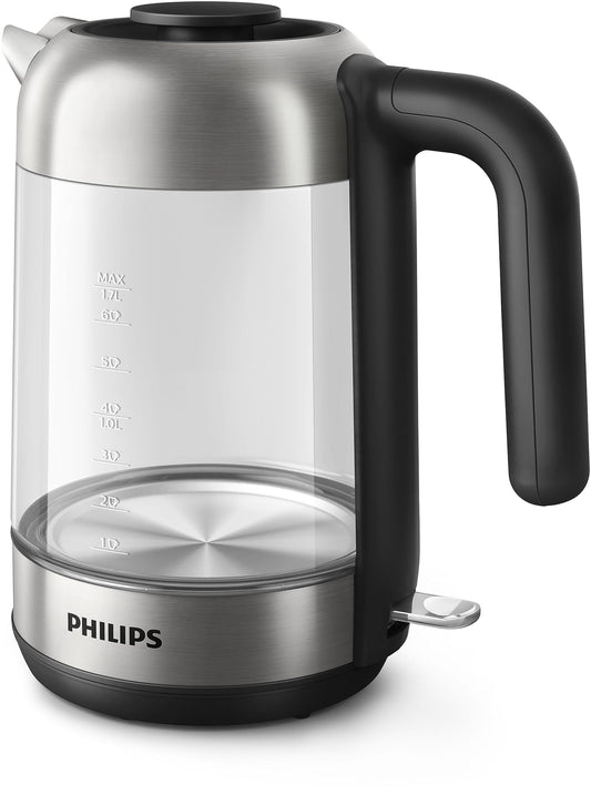 Philips Series 5000 Glass Kettle Stainless Steel, Crystal 2200W 1.7L, Mid Entry Light Status Indicator Hd9339/81