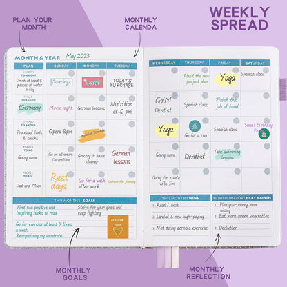 KSNOW 2024 Weekly and Monthly Planner, Runs from January 2024 to December 2024, Life Planner to Hit Your Goals & Live Happier, 12 Months Yearly Agenda Productivity for Women & Men, A5 (Blue)