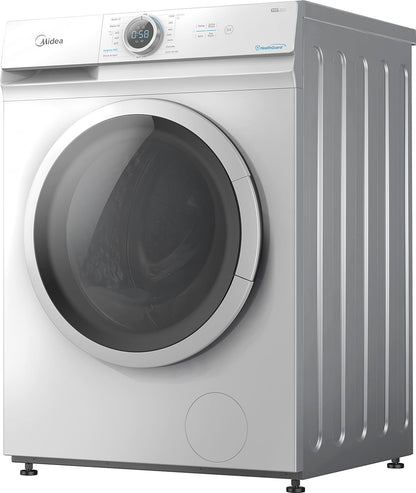 Midea 7KG Front Load Washing Machine with Lunar Dial, 5 Star Rating, 1200 RPM, 15 Programs, Fully Automatic Washer, Digital LED Display, Child Lock, 90° Hygiene, Mute Function, White - MF100W70W