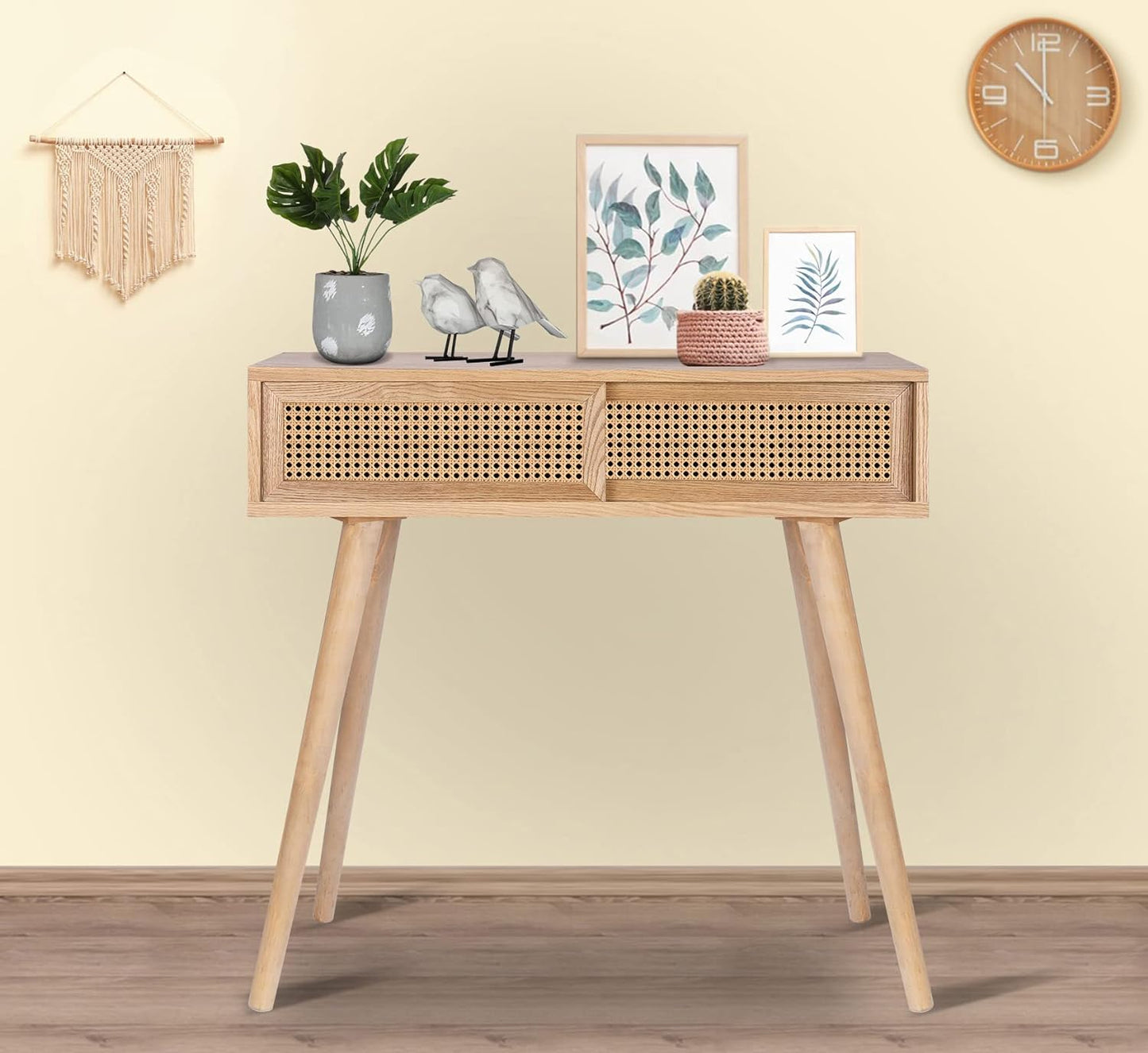 Console Table, 31" Console Tables for Entryway Small Entryway Table, Vanity Desk Rattan Dresser Side Table Entry Table Narrow Console Table Modern Hallway Table Boho Sofa Table