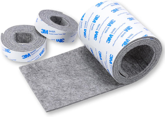 StickGuard Felt Furniture Pads Strip Rolls - DIY Table Chair Leg Floor Protectors - 1 Roll (100cm x 10cm) and 2 Rolls (100cm x 2cm) - Heavy Duty Felt Tape with 3M Self Adhesive Backing - (Grey)