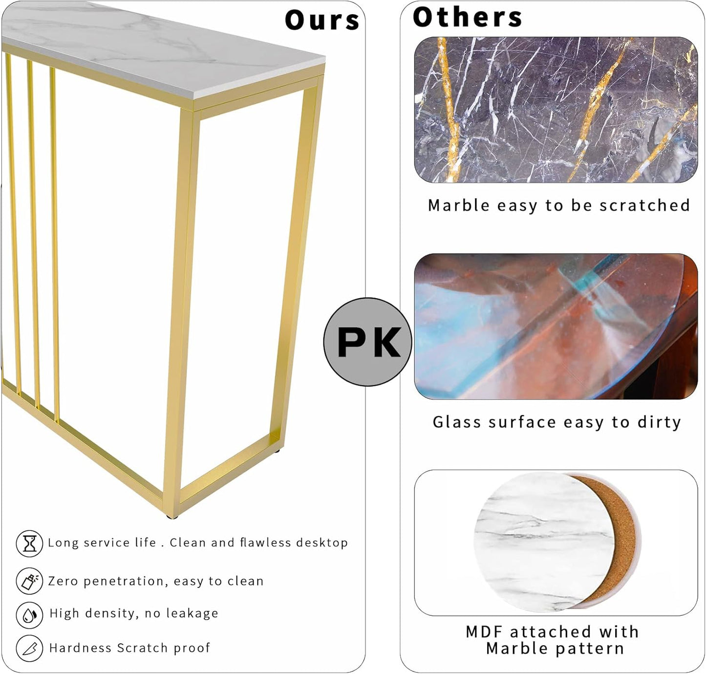 Wisfor Console Table for Entryway: Genuine Sintered Stone Table Marble Table Top Metal Golden Frame Modern Table Sturdy Sofa Side Table Console Hallway Foyer Table, White 100x30x78.5cm