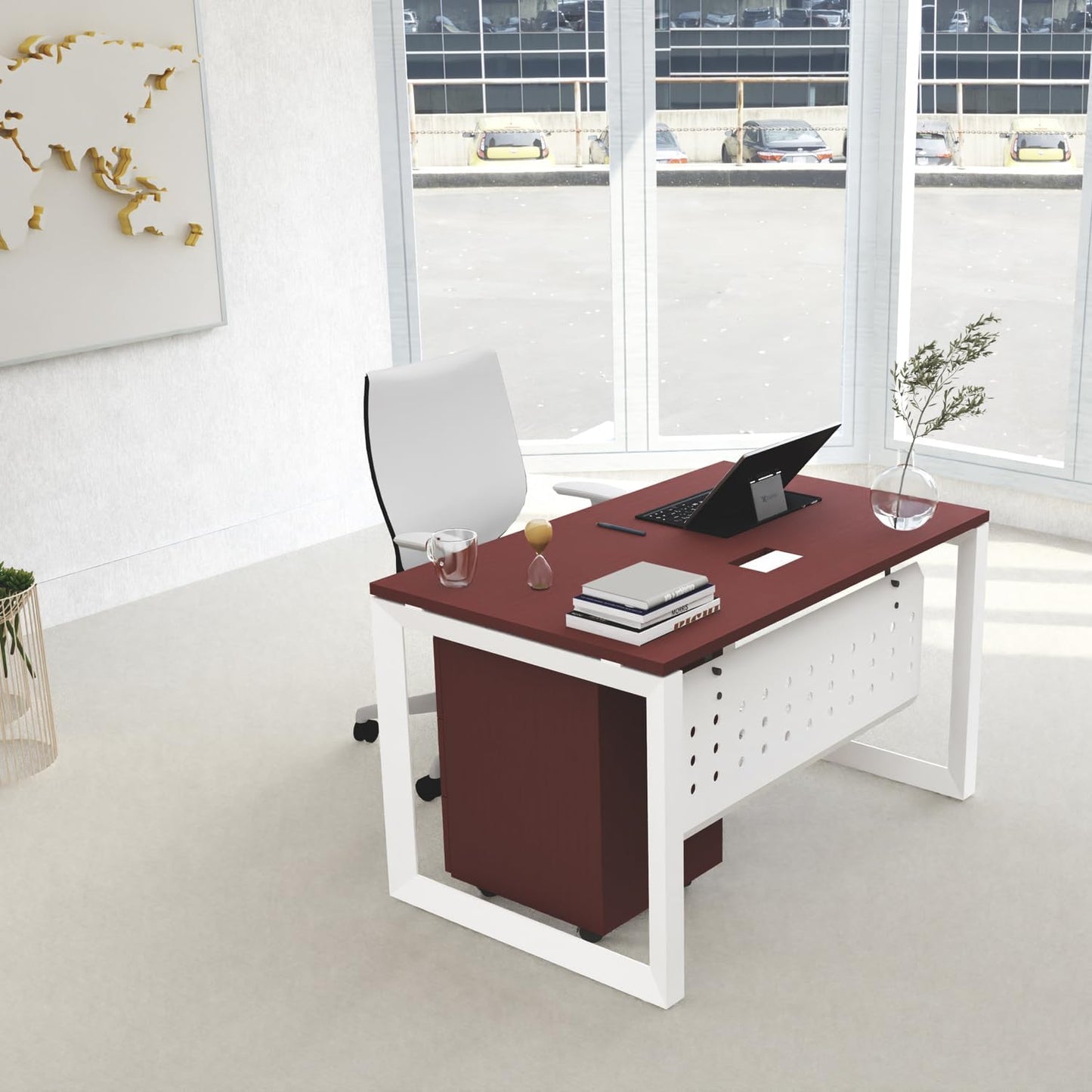 Mahmayi Vorm 136-18 White Modern Workstation Material-Melamine on MDF