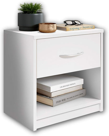 Stella Trading Bedside Table, Wood, White, 28 x 39 x 41 cm