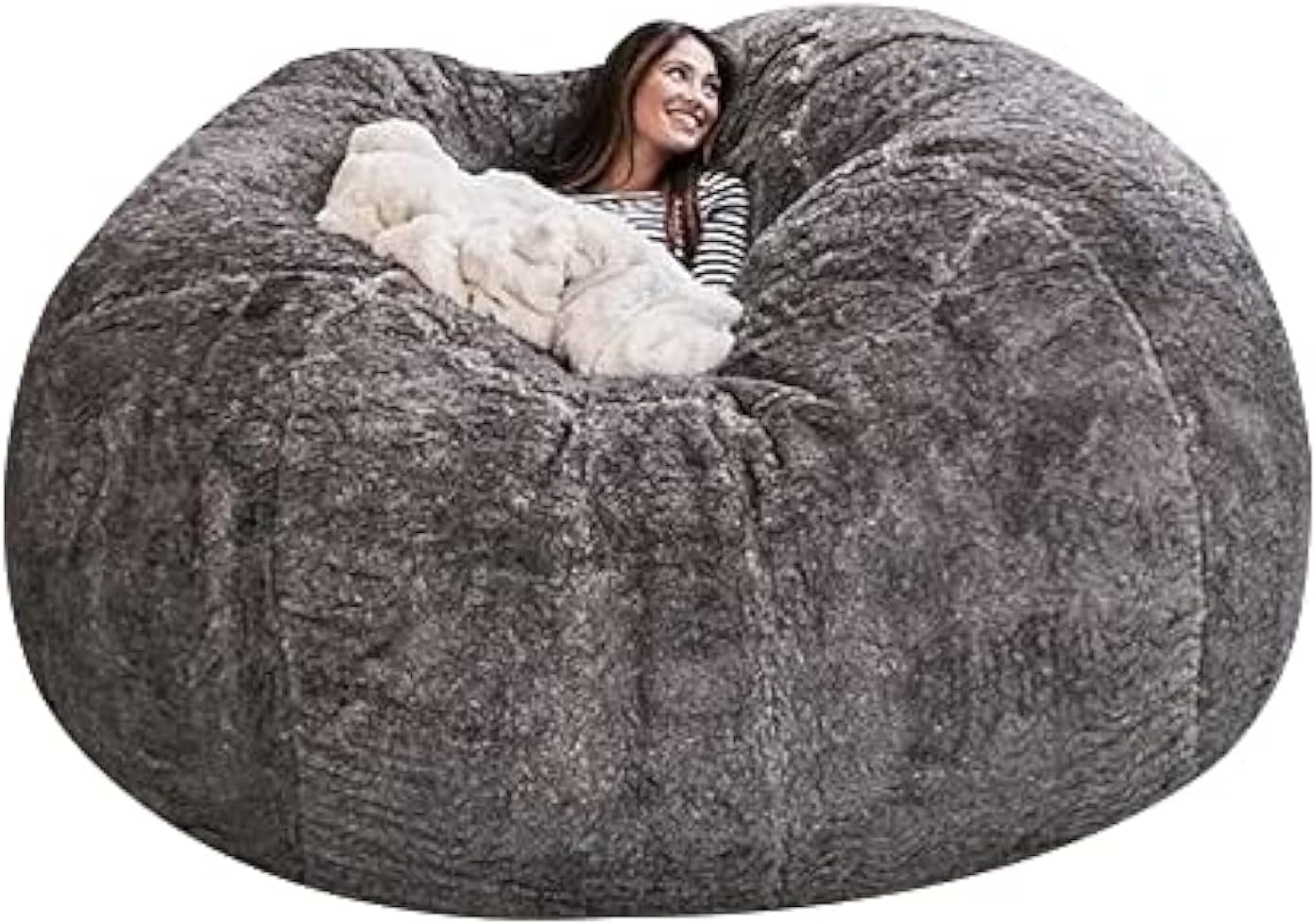 EKWQ Bean Bag,Big Huge Giant Bean Bag Chair for Adults, (No Filler) Bean Bag Chair for Adults Kids Comfy Fluffy Giant Round Beanbag Lazy Sofa Cover- Machine Washable Covers, Double Stitched Seams