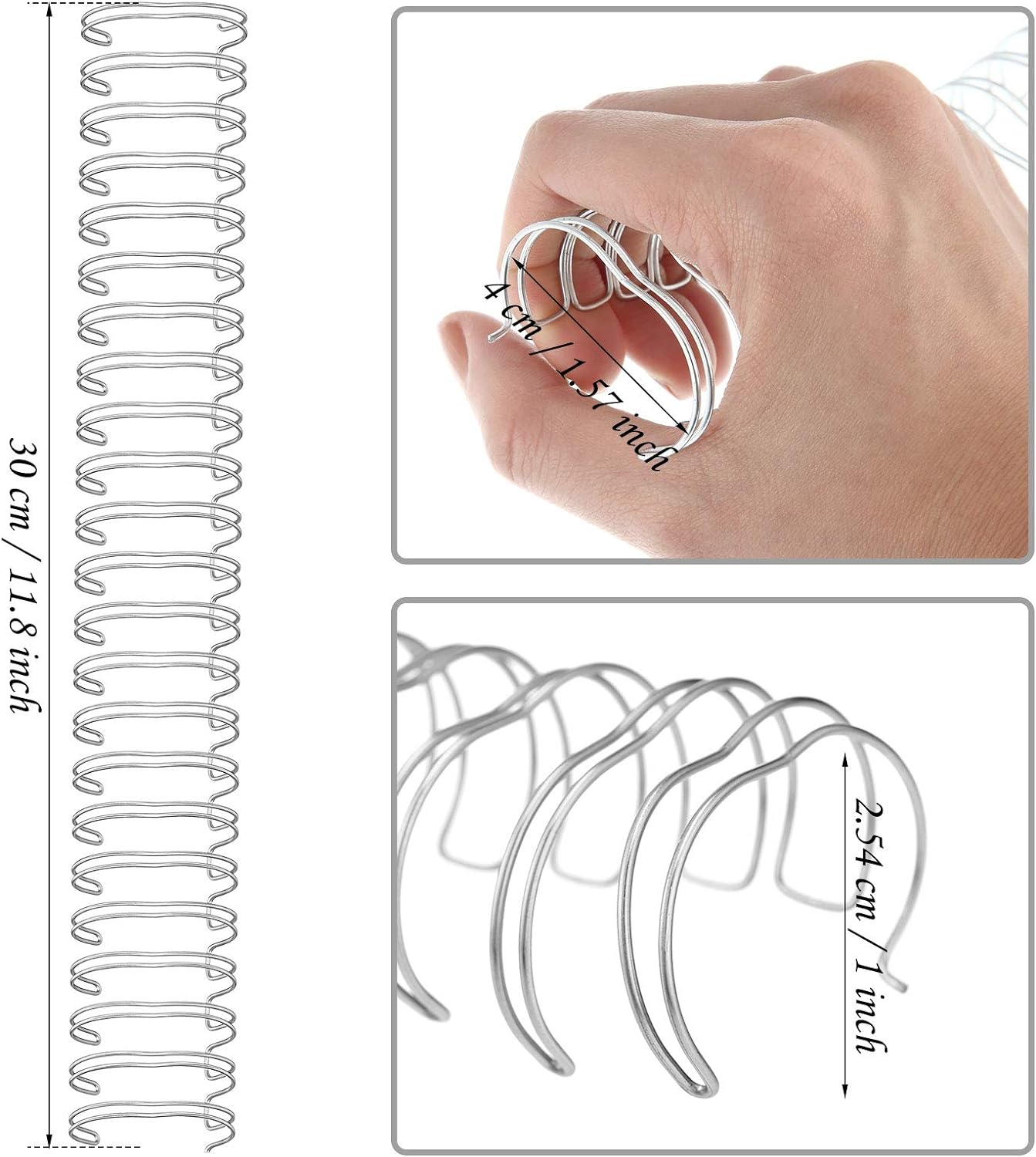 Zonon 6 Pieces Binding Wire Twin Loop Wire Binding Spines Double Loop Binding Wire 1 Inch Cinch Wire Binding Diameter 23 Holes for Teacher Student Document Notebook Making