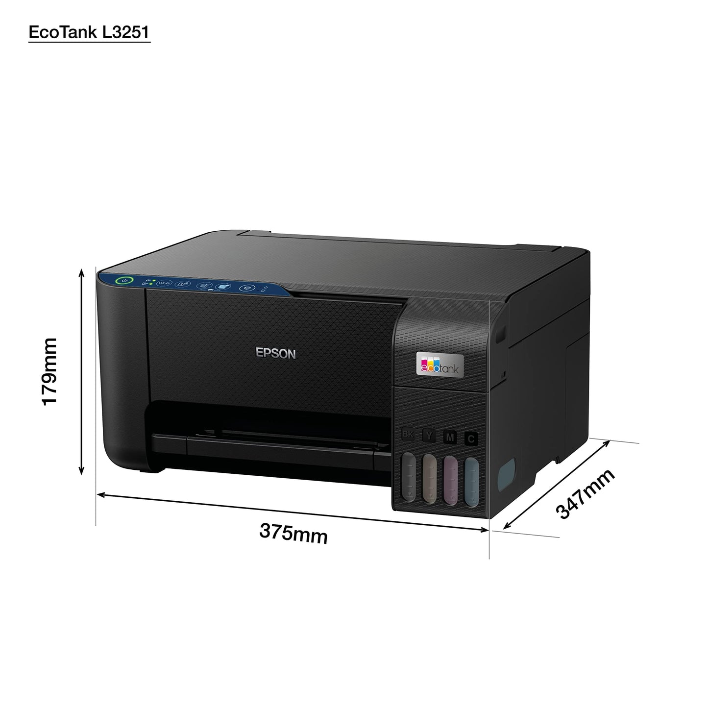 Epson Ecotank L3251 Home Ink Tank Printer A4, Colour, 3-In-1 With Wifi And Smartpanel App Connectivity, Black, Compact - CaveHubs