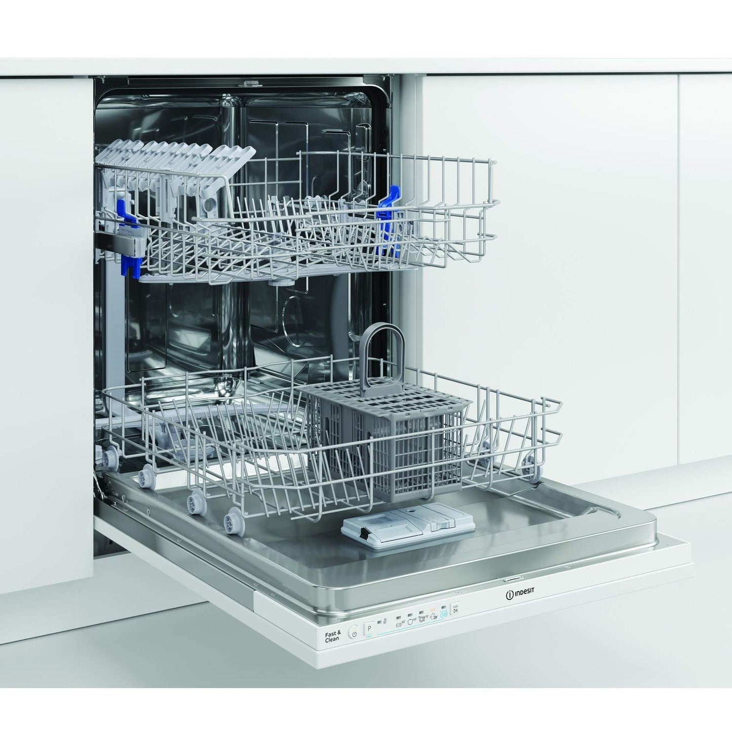 Indesit Built in Full Integrated 13 Place Settings Dishwasher, 11 Litre Capacity, White