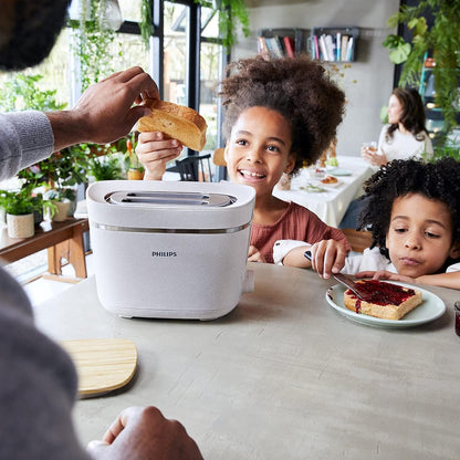 Philips Eco Conscious Edition Toaster 5000 Series, 100% Bio-based plastics*, 8 Browning Settings, 2 Slot Compact Design, 830W Power, Silk White Matt Finish, HD2640/11