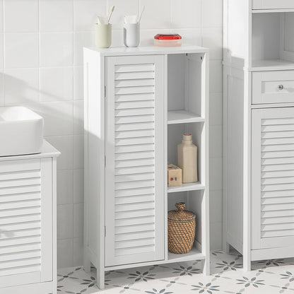 SoBuy (UAE STOCK) SoBuy BZR39-W, Bathroom Cabinet Bathroom Storage Cabinet Cupboard with 3 Shelves and 1 Shutter Door, W48 x D24 x H96cm