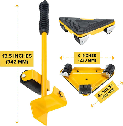 IE Furniture Moving Tool - Heavy Furniture Corner Sliders - Mover Tool Set for Office, Home, Shop, Garage Heavy Lifter - Appliance Moving System - Easy Moving Appliance Rollers Logistics Set - Yellow