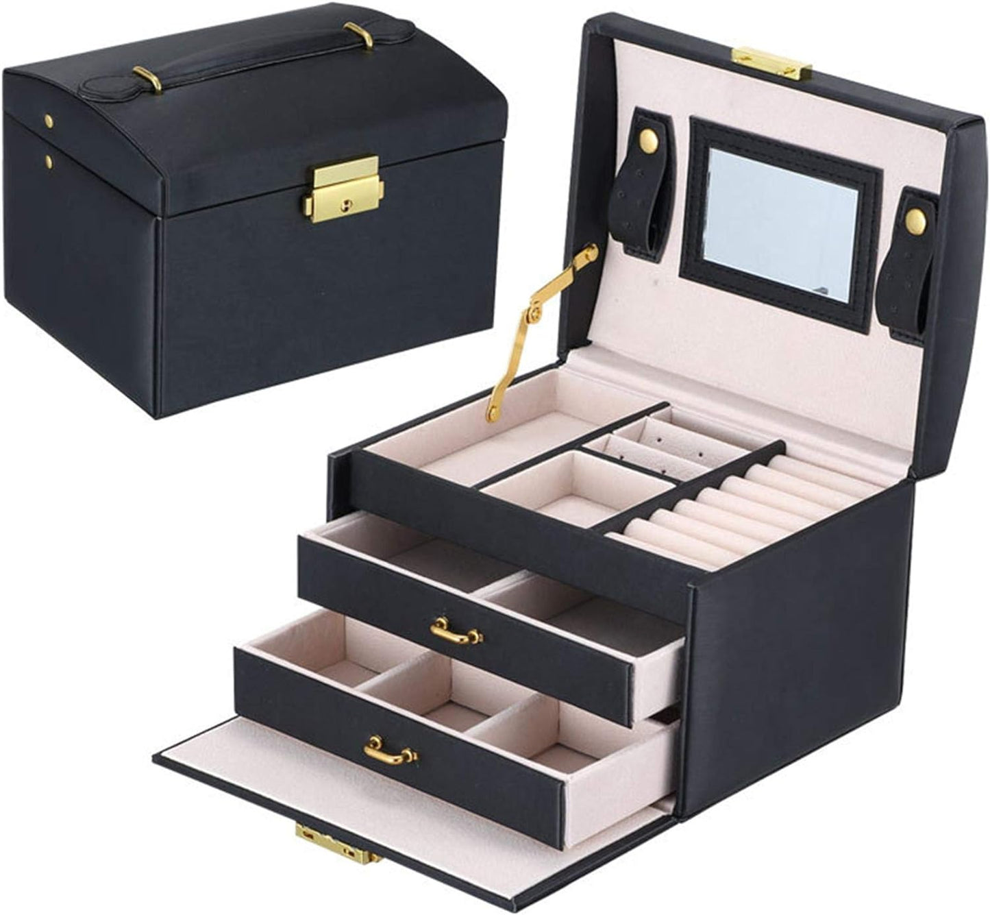 Noble Black - Europe Style High-end Jewellery Storage Box 3 Layers Jewellery Gift Cases