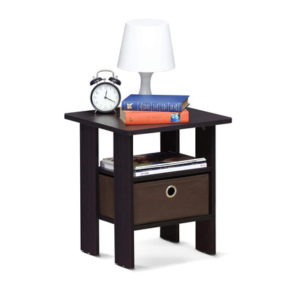 Furinno Andrey End Table/Side Table/Night Stand/Bedside Table with Bin Drawer, Dark Walnut, Andrey, 11157DWN, 1 Pack