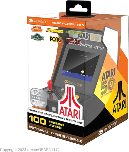 My Arcade Atari Micro Player Pro: 100 Games, 6.75" Mini Arcade Machine, Fully playable Video Game Collectible