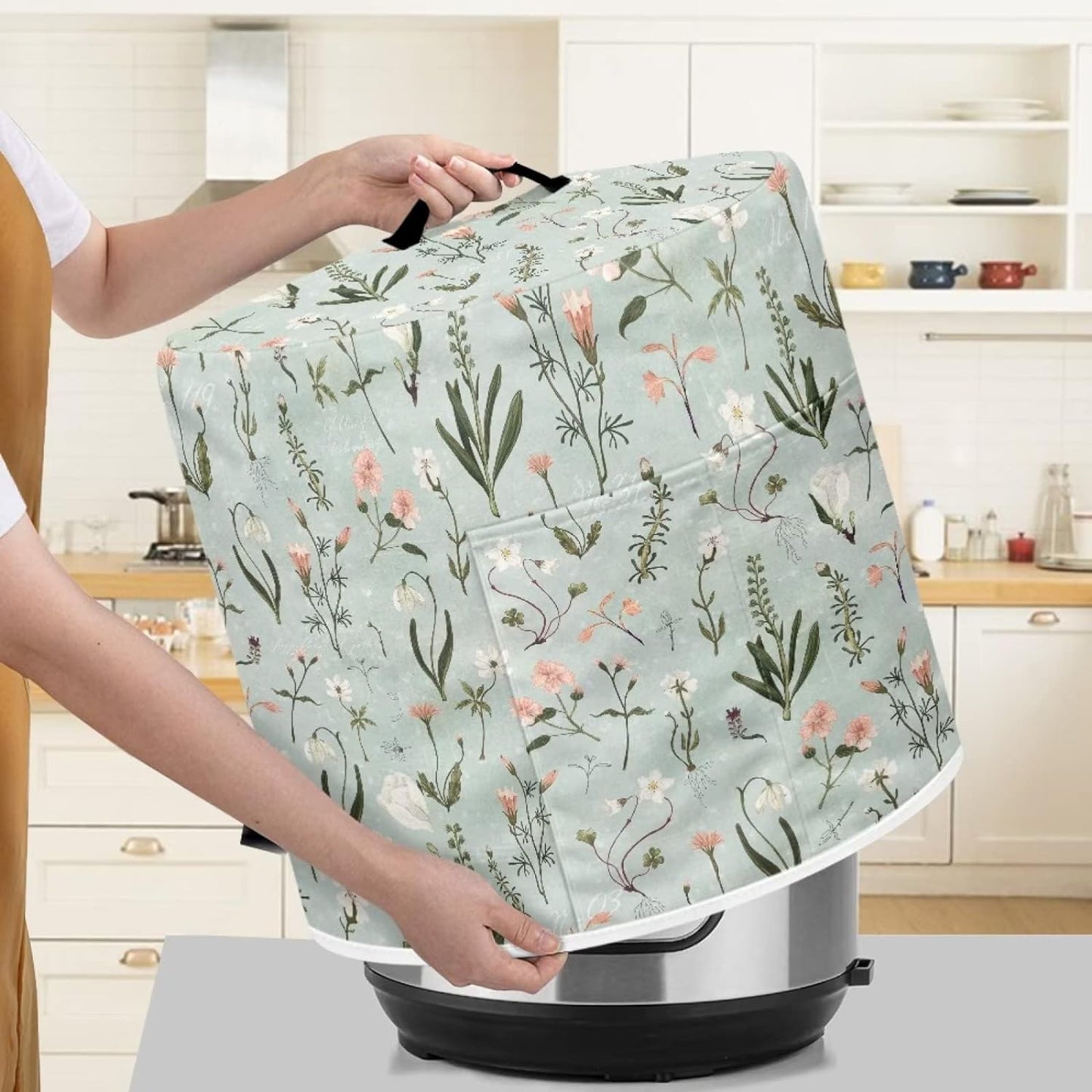 Tutolipy Floral Print Air Fryer Cover Dust Cover for,Kitchen Appliance Dust Cover with Pocket and Top Handle,Stylish Home Decor