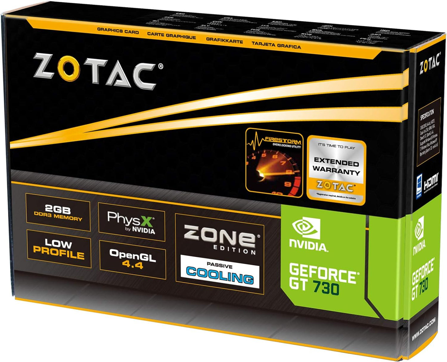 ZOTAC GeForce GT 730 Zone Edition 4GB DDR3 PCI Express 2.0 x16 (x8 lanes) Graphics Card (ZT-71115-20L)