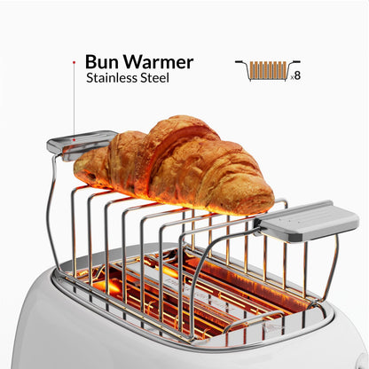 Feller Germany, Retro Style 2-Slice Toaster, 815 W, Stainless Steel, Dust Cover & Foldable Bun Warmer,Defrost, Reheat &Cancel Function, Metal Crumb Tray, TO290, 2Y Guarantee, UAE Version (Matte Black)