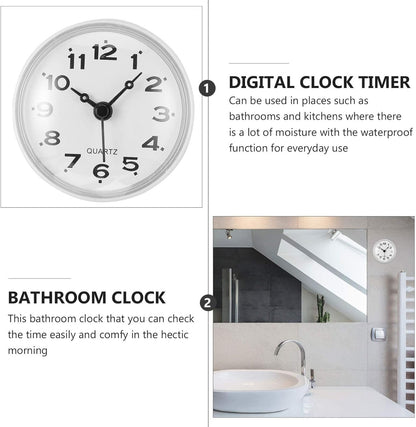 ELECDON Bathroom Shower Suction Cup Wall Clock Silent Waterproof Clock Quality Quartz Clock (White)