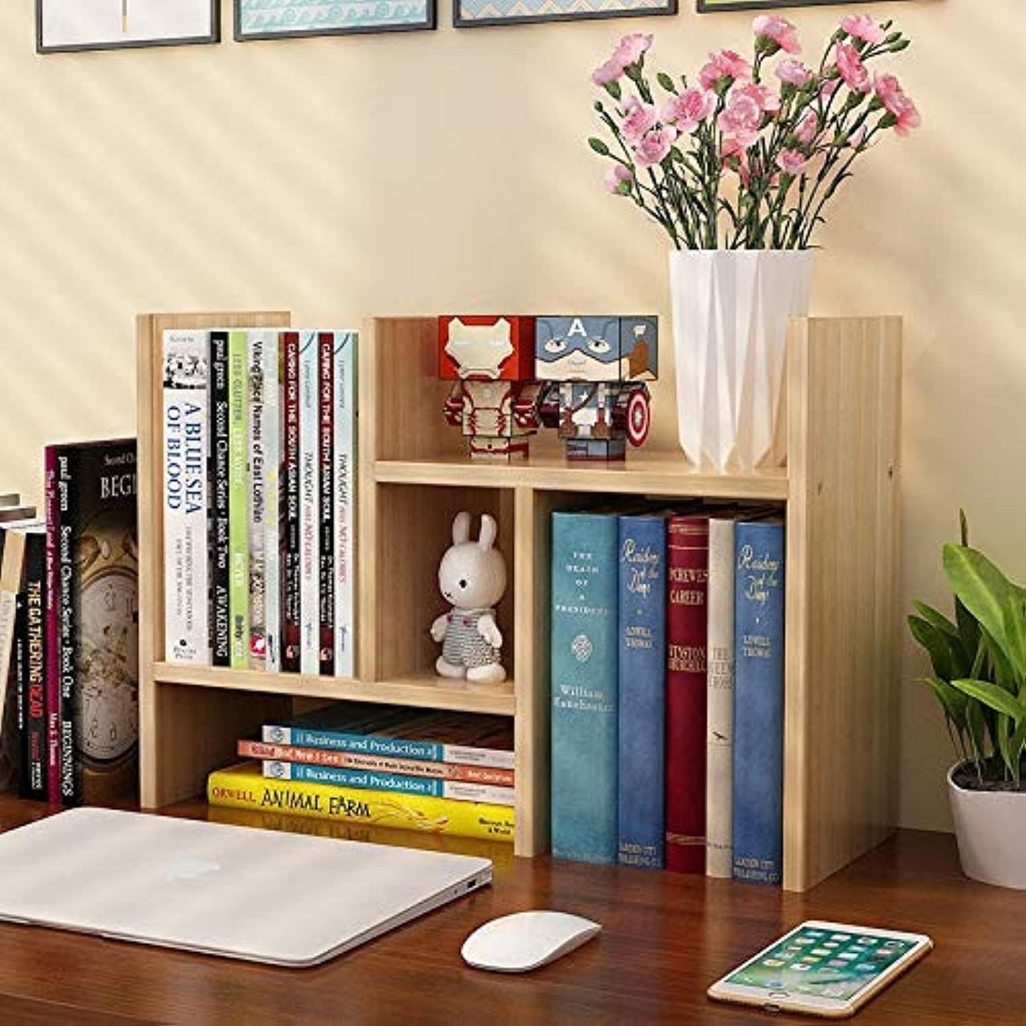 TEEMEI Multi-Tier Small Wood Book Shelf Organizer Bedroom Home Children's Bookcase Storage Rack Simple Furniture Desk Bookshelf for Student Dormitory and Office (tree shape)