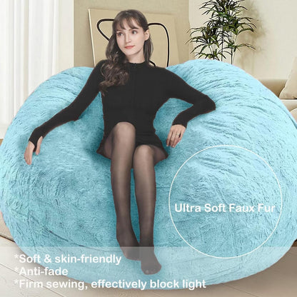 EKWQ Bean Bag,Big Huge Giant Bean Bag Chair for Adults, (No Filler) Bean Bag Chair for Adults Kids Comfy Fluffy Giant Round Beanbag Lazy Sofa Cover- Machine Washable Covers, Double Stitched Seams