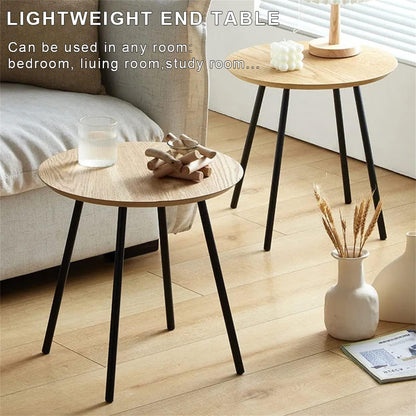 TOMVAES Round Side Table, Wooden Tray Table,Nightstand,Coffee End Table,Bedside Table with Blackwood Legs,Easy Assembly,for Living Room, Bedroom,Balcony(40x40cm)