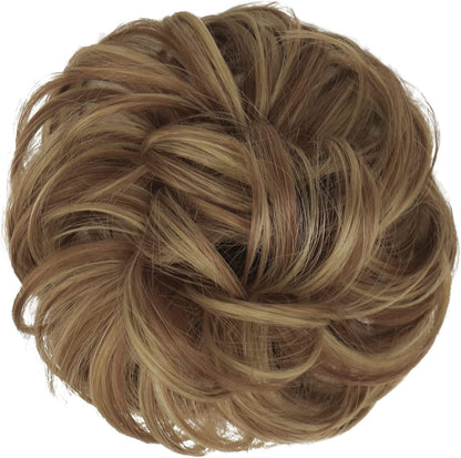 Messy Bun Scrunchie with Elastic Rubber Band, Updo Chignon Donut Ponytail Hairpiece,Ponytail Hair Extensions, Synthetic Tousled Hair for lady (#1)