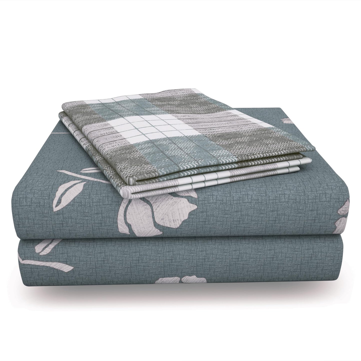 Story@Home Metro XL186 TC 100% CottonFloral1 Unit King Size Bedsheet With 2 Pillow Cover, Grey