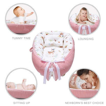 Beauenty Baby Lounger, Baby Nest for Sleeping, Ultra Soft and Breathable, Newborn Mattress for Crib & Bassinet, Baby Bionic Bed For Bedroom, Perfect for Traveling and Napping, Gift for Newborn (A)