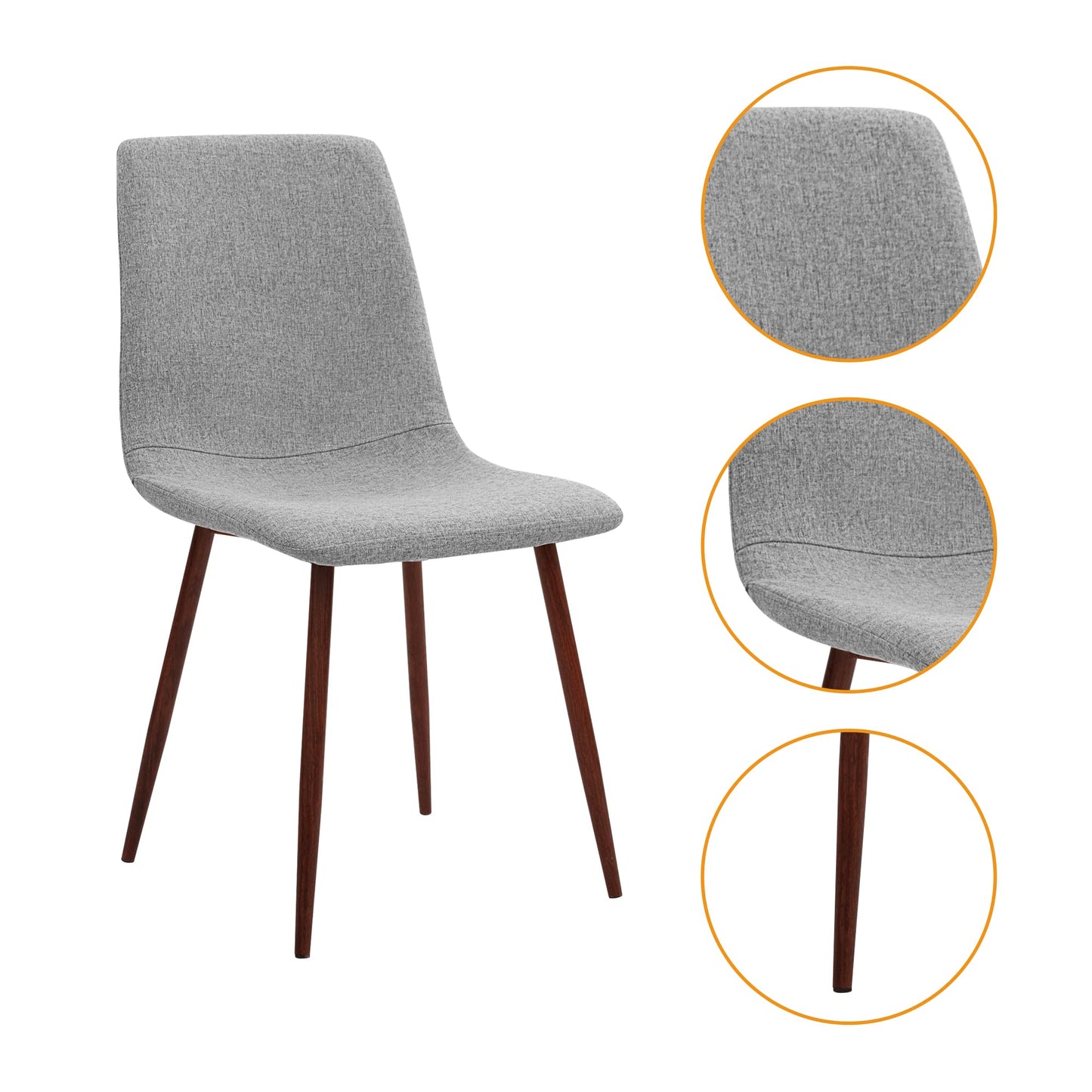 CangLong Washable PU Cushion Seat Back, Mid Century Metal Legs for Kitchen Dining Room Side Chair, 4 pcs pack, Brown 4