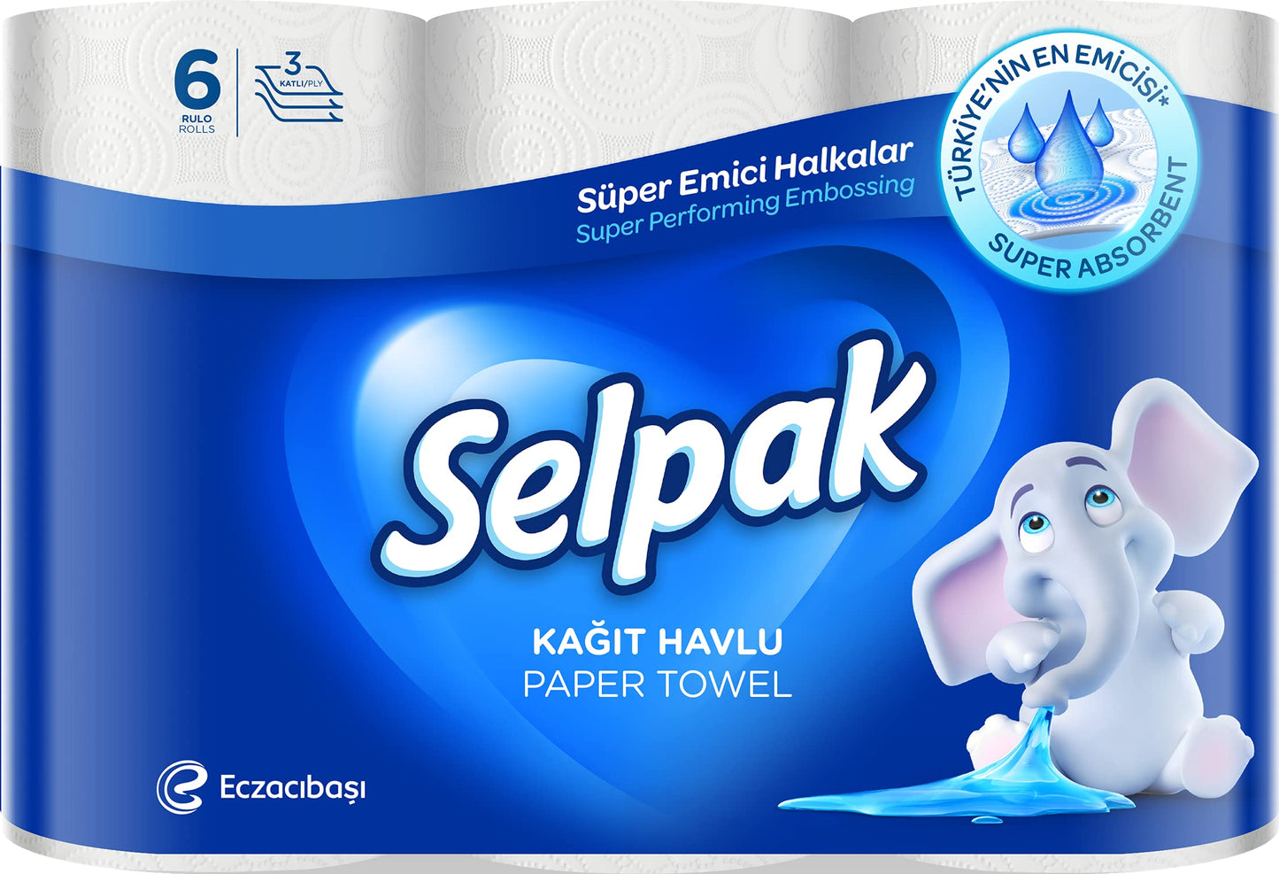 Selpak 3 Ply Kitchen Paper Towel 6 Rolls 80 Sheets