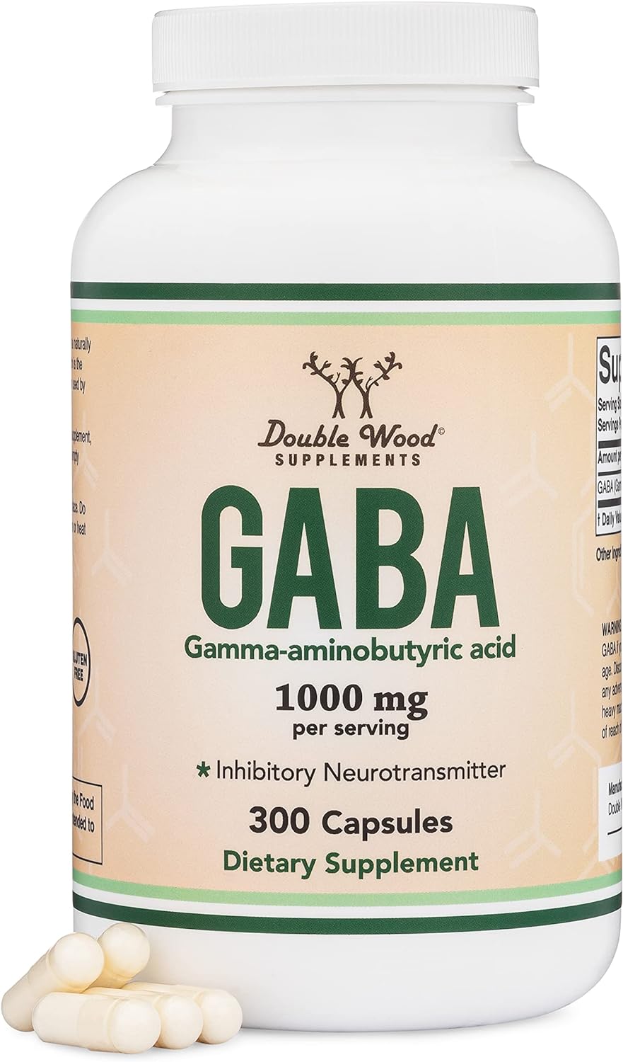 GABA Supplement (300 Capsules, 1,000mg per Serving) Promotes Calm, Relaxation, and Sleep (Made in The USA, Vegan Safe, Gluten Free, Non-GMO) by Double Wood Supplements