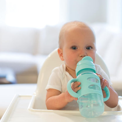 Dr. Brown’s® Milestones™ Narrow Sippy Straw Bottle with 100% Silicone Handles, 8oz/250mL, Gray & Blue, 2 Pack, 6m+