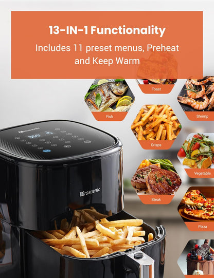 Proscenic T22 Air Fryer, Smart Air Fryer 5L with 13 Presets & Shake Reminder, LED Touch Screen, Compatible with APP & Alexa, 100+ Online Recipes, Low-Noise, Non-Stick Basket, 1500W