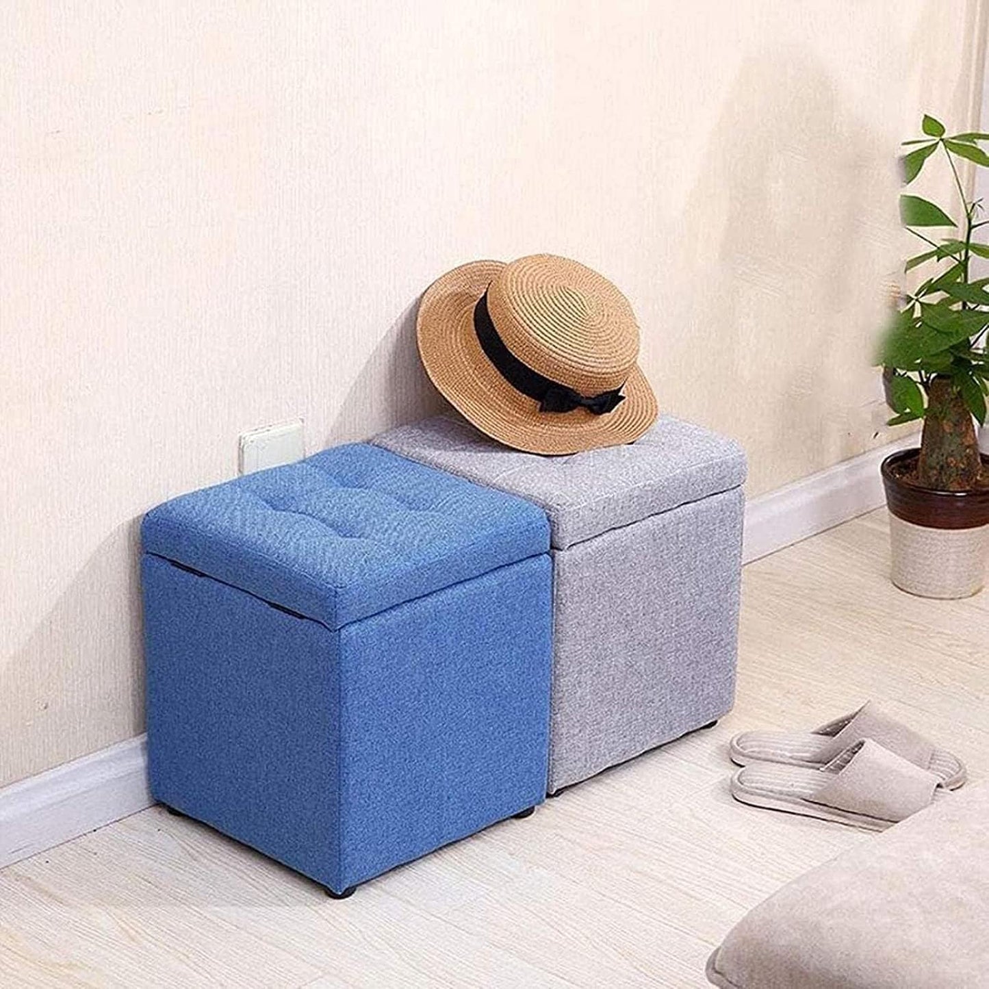 Makeup Toy Ottoman Storage Foot Stool Footrest Stool Multifunction Storage Box Bench Seat Footrest Toy Box Ottoman Foot Rest Stool Storage Ottoman Chair Storage Box Shoe Change Bench (Gray)