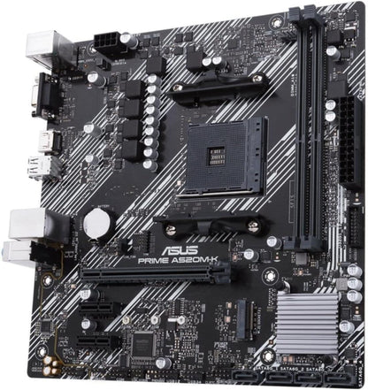 ASUS PRIME A320M-K (AMD A320) AM4 uATX motherboard with LED lighting, DDR4 3200MHz, 32Gb/s M.2, HDMI, SATA 6Gb/s, USB 3.0 - CaveHubs