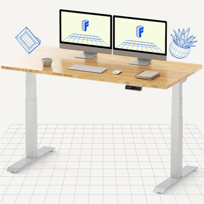 FLEXISPOT Electric Standing Desk E7, Height Adjustable Desk with Whole-Piece Board and Dual Motor 3 Stages, 55x28 Inch, 4 Presets, Large Load Capacity Stand Up Desk Workstation Home Office Computer