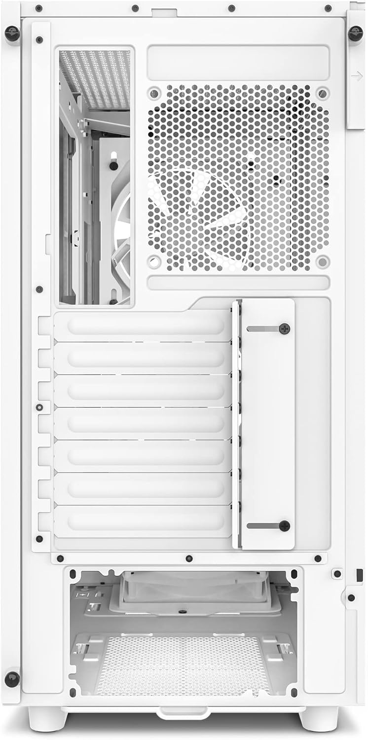 NZXT H5 Flow Compact ATX Mid-Tower PC Gaming Case – High Airflow Perforated Front Panel – Tempered Glass Side Panel – Cable Management – 2 x 120mm Fans Included – 280mm Radiator Support – White