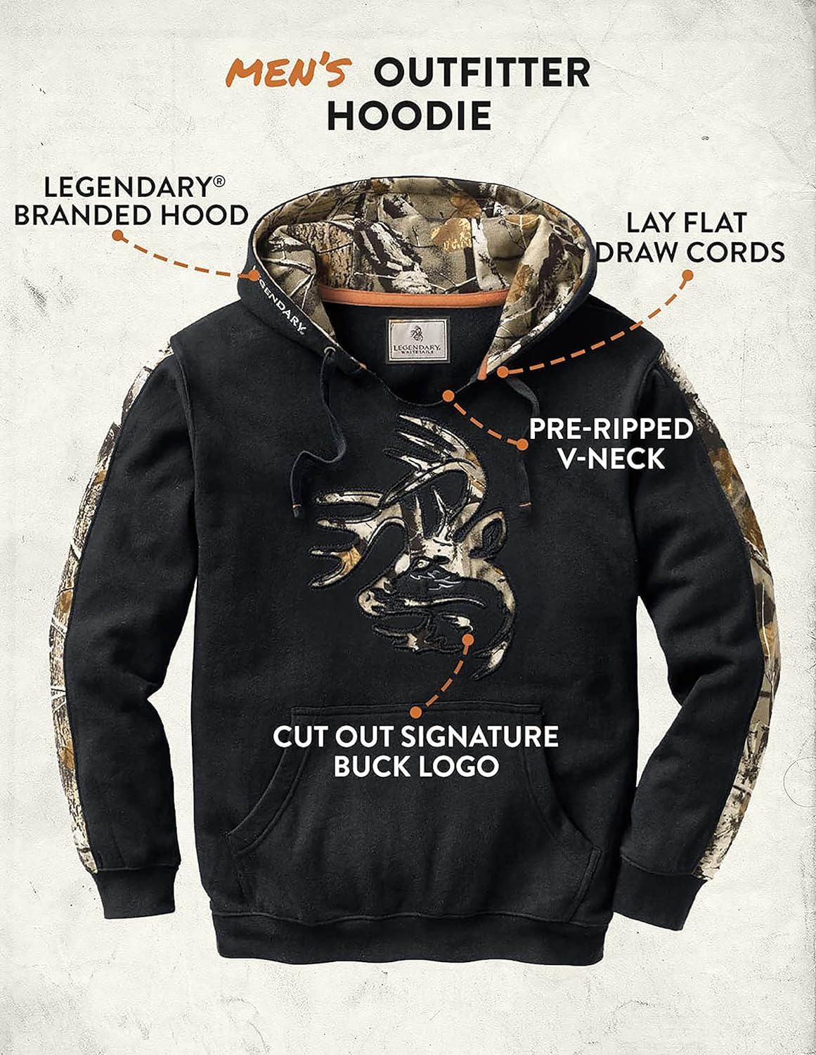 Legendary Whitetails Men's Camo Outfitter Hoodie Hoodie