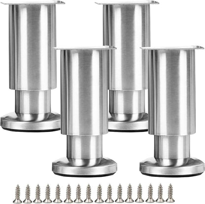 ZZZWL Stainless Steel Furniture Legs,4 Pack Adjustable Heavy Duty Table Sofa Cabinet Leg,Coffee Table TV Cabinet Couch Kitchen Replacement Stand Feet (5.9in)