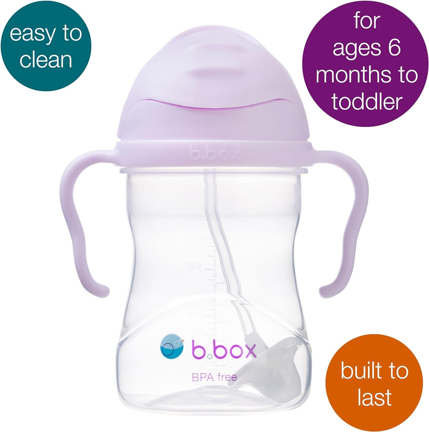 b.box Sippy Cup with Fliptop Weighted Straw, Drink from Any Angle | Spill Proof, Leak Proof & Easy Grip | BPA Free & Dishwasher Safe | Babies & Toddlers (Cherry Blossom 240ml)