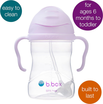 b.box Sippy Cup with Fliptop Weighted Straw, Drink from Any Angle | Spill Proof, Leak Proof & Easy Grip | BPA Free & Dishwasher Safe | Babies & Toddlers (Cherry Blossom 240ml)