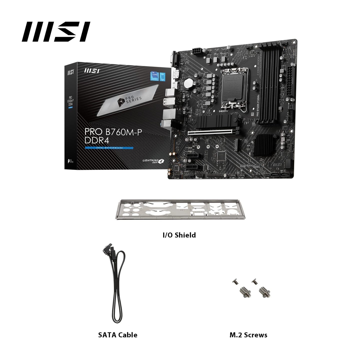 MSI PRO B760-P WIFI DDR4 Motherboard, ATX - Supports Intel 12th & 13th Gen Core Processors, LGA 1700 - DDR4 Memory Boost 5333+MHz/OC, PCIe 4.0 x16 Slots, M.2 Gen4 Slots, 2.5G LAN, Wi-Fi 6E