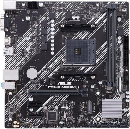 ASUS PRIME A320M-K (AMD A320) AM4 uATX motherboard with LED lighting, DDR4 3200MHz, 32Gb/s M.2, HDMI, SATA 6Gb/s, USB 3.0 - CaveHubs