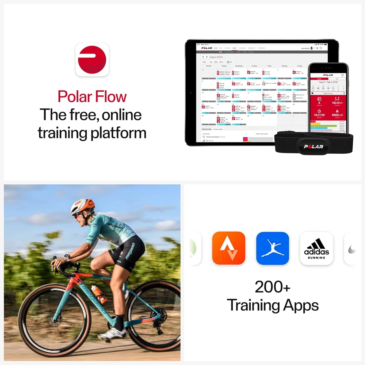 Polar H10 Heart Rate Monitor – ANT+, Bluetooth - Waterproof HR Sensor with Chest Strap - Built-in memory, Software updates - Works with Fitness apps, Cycling computers, Black, M-XXL