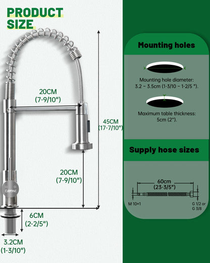 DAYONE Chrome Kitchen Faucet with Pull Down Sprayer, Single Handle Kitchen Mixer with 3 Water Modes Stainless Steel Kitchen Taps