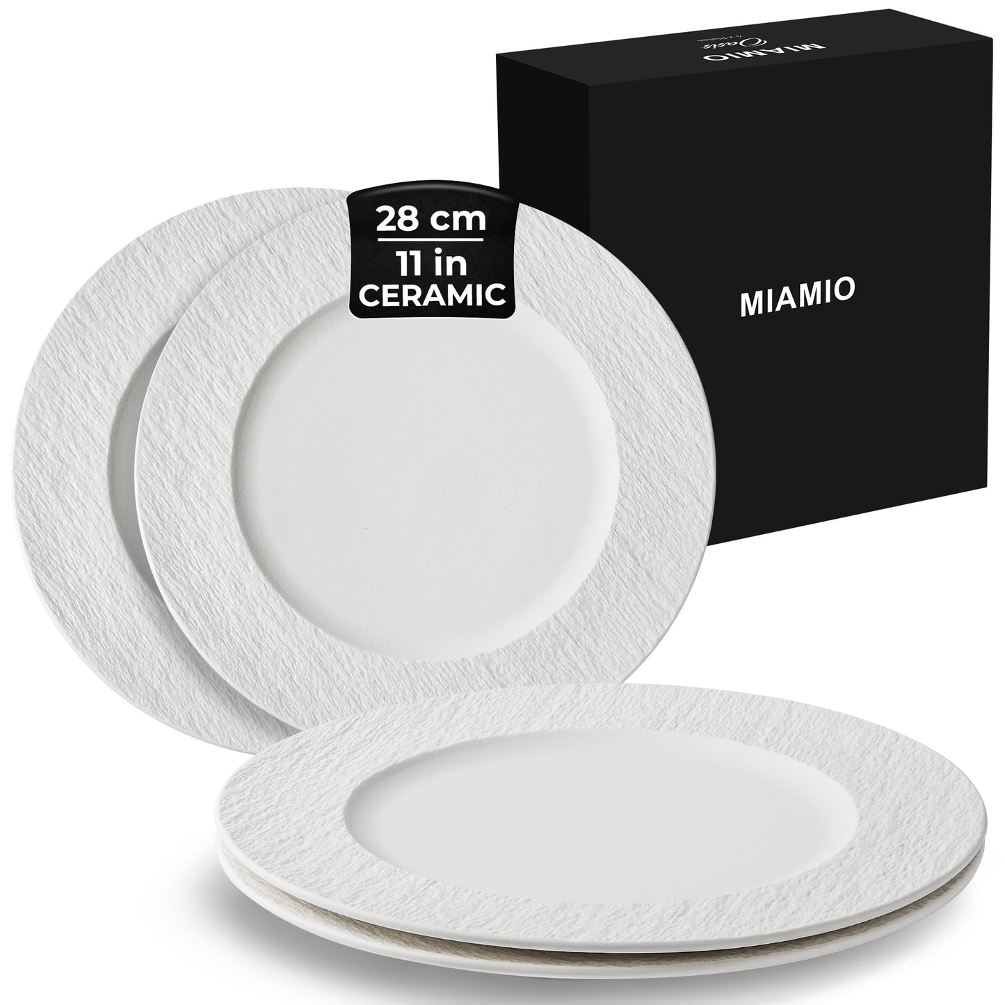 MIAMIO - 28 cm, Set of 4 Dinner Plates/Ceramic Plate Set, Crockery Set - Modern Plates, Microwave and Dishwasher Safe - Oasis Collection