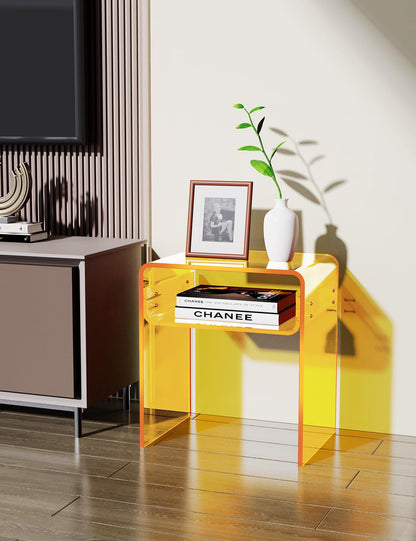 solaround Acrylic Side Table, Nightstand U-Shaped Bedside Table for Bedroom Living Room, 30 * 40 * 50cm, Clear