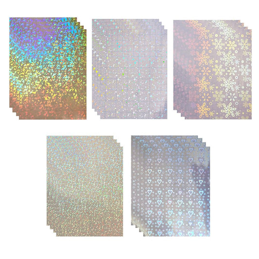 JZS Holographic Sticker Paper, Transparent Holographic A4 Vinyl Laminate Film, Clear Overlay Lamination Sticker Paper,Self Adhesive Dries Quickly Sticker Paper Waterproof,20 Sheets